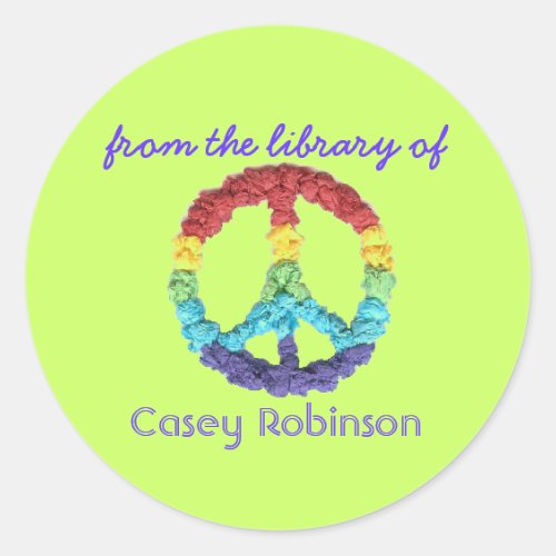 "From the library of" peace sign bookplate