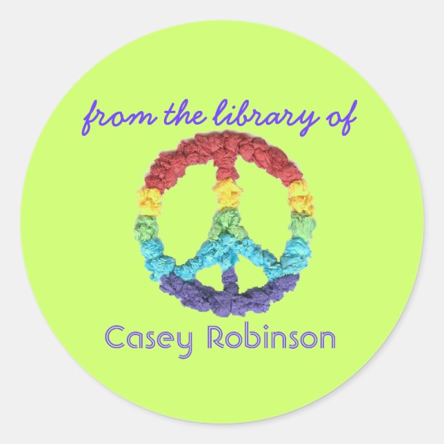 "From the library of" peace sign bookplate (Front)