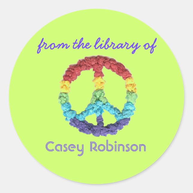 "From the library of" peace sign bookplate (Front)