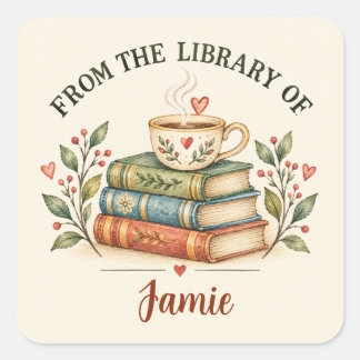 From the Library of | Personalized Book Lover Square Sticker