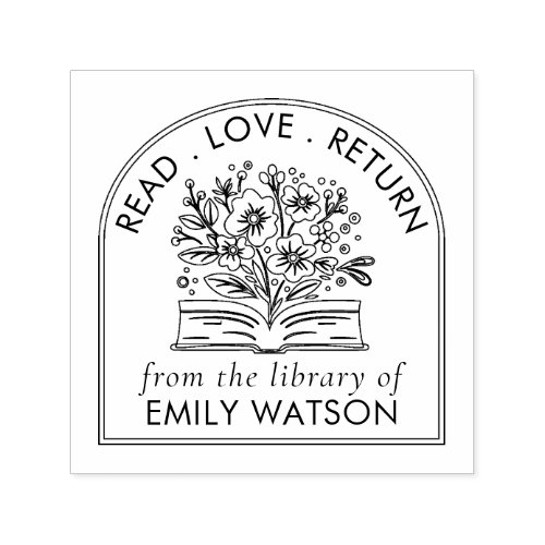 From The Library Of  Personalized Botanical Book Self_inking Stamp