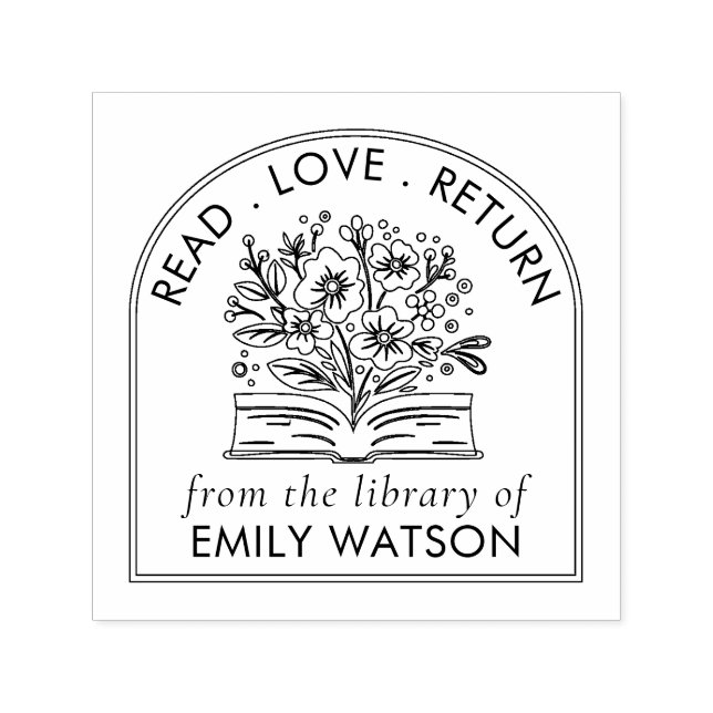 From The Library Of | Personalized Botanical Book Self-inking Stamp (Design)