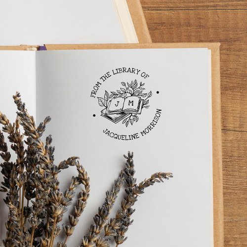 From The Library Of Rustic Botanical Book Initials Self_inking Stamp
