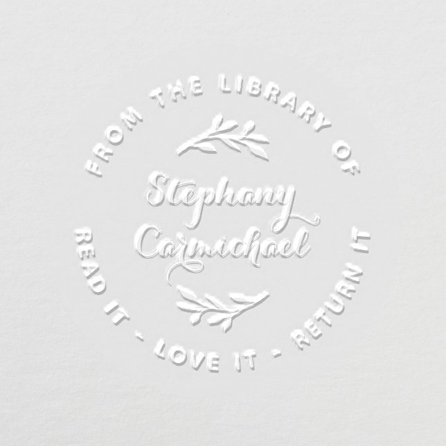 From The Library Of Rustic Wreath & Elegant Script Embosser (Design)