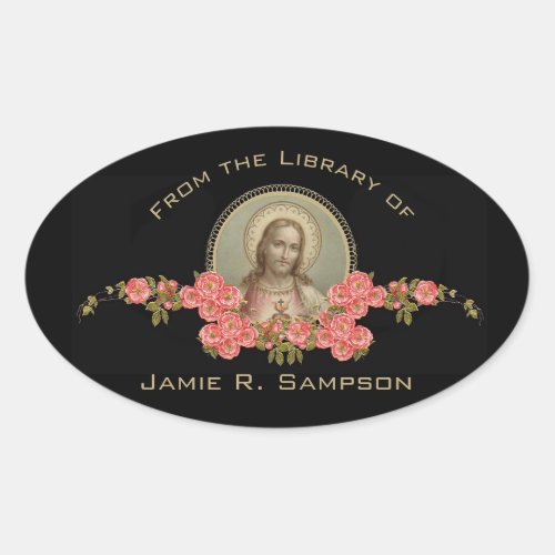 From the Library ofSacred Heart of Jesus Oval Sticker