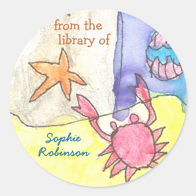 "From the library of" seascape bookplate (Front)