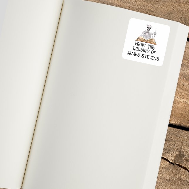 From The Library Of Skeleton Book Lover Bookplate (From the library of sticker)