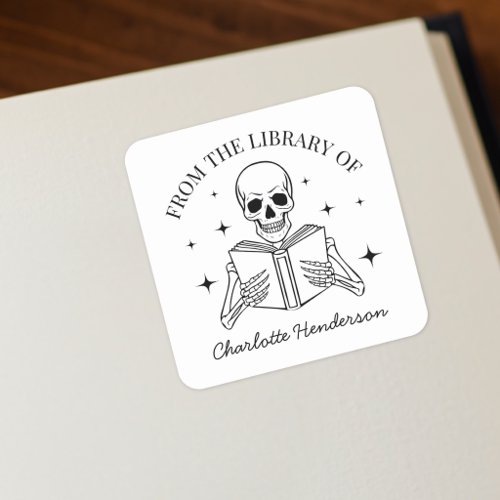 From The Library Of Skeleton Reading Bookplate