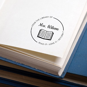 From The Library Of Teacher Rubber Stamp