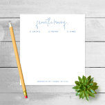 "From the Mom of" Note to School, Blue Notepad<br><div class="desc">These notepads will make a perfect gift or addition to your desk.  Customize the notepad with your children's names and your contact info at the bottom.  Use the Customize feature to change the font or layout of the text.</div>