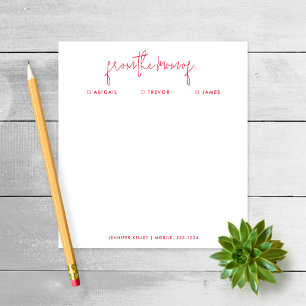 "From the Mom of" Note to School, Red Notepad