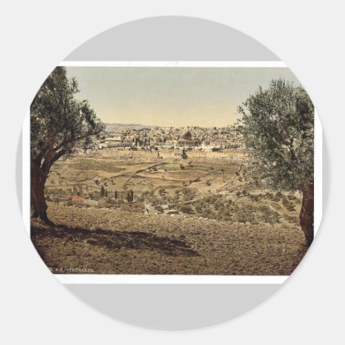 From the Mount of Olives general view Jerusalem Classic Round Sticker