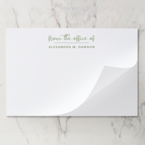 From The Office Of Modern Minimalist Sage Green Paper Pad