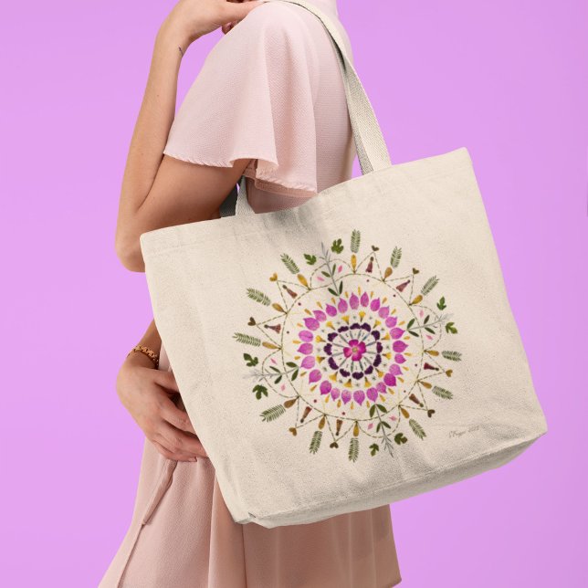 From the Original Pressed Flower Art by S. Frigui Large Tote Bag (Creator Uploaded)