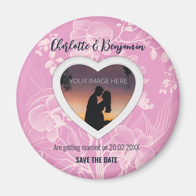 From the Pink Heart | Wedding | Save The Date Magnet (Front)