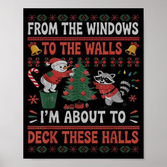 From The Windows To The Walls Raccoon Christmas Ug Poster (Front)