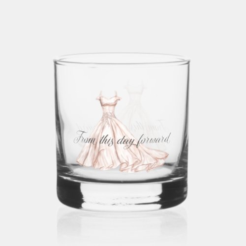 From This Day Forward Elegant Wedding Dress Whiskey Glass