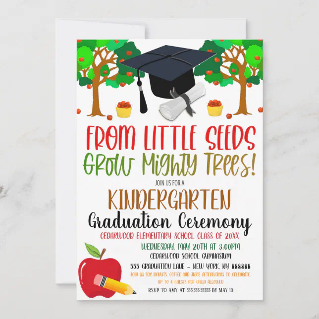 From Tiny Seeds Grow Mighty Trees Graduation Invitation | Zazzle