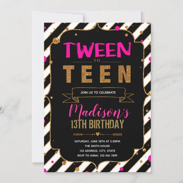 From tween to teen theme invitation (Front)