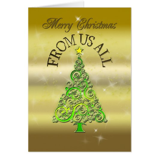 From us all, a gold effect Christmas card (Front)