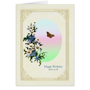 From Us All Birthday with Flowers Cards