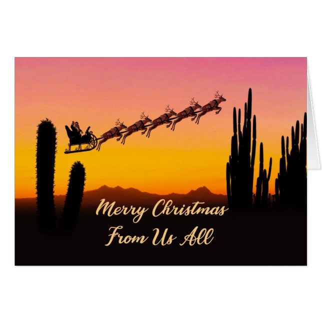 From Us All Christmas Santa Over Desert Cards (Front Horizontal)