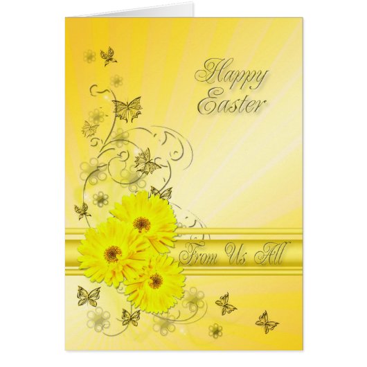 From us all, Easter card with yellow flowers (Front)