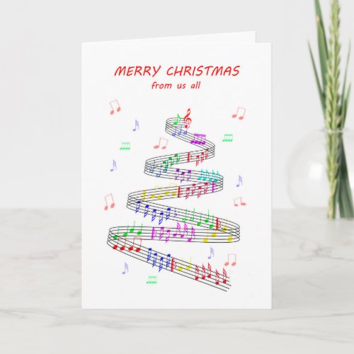 From Us All Sheet Music with a Stave Christmas Holiday Card