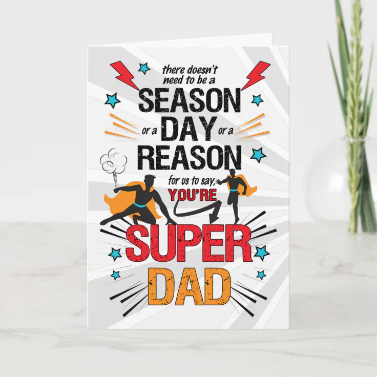 FROM US Super Dad Father's Day Comic Book Card | Zazzle