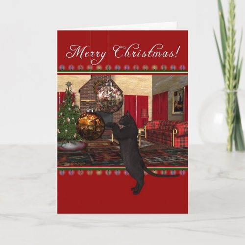 From Veterinarian Merry Christmas Black Cat Card