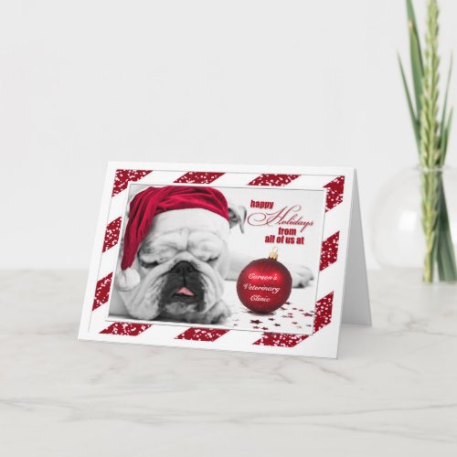 from Veterinary Office Christmas Bulldog Santa Hat Holiday Card