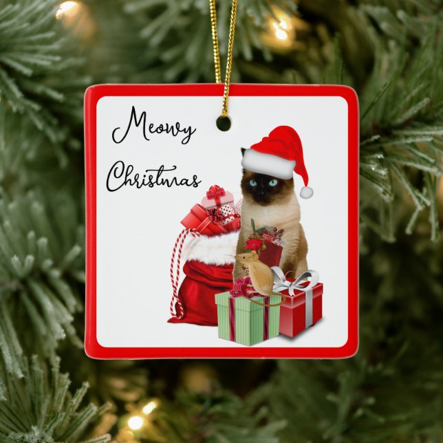 From Your Cat  Siamese Meowy Christmas Ornament (Tree)