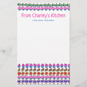 From (your name's) kitchen. Cakes and cookies Sta Stationery