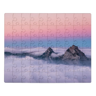 Fronalpstock mountains Switzerland pink sky Jigsaw Puzzle