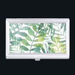 Frond Waltz - Palm Frond Leaves Business Card Case<br><div class="desc">Frond Waltz I by Grace Popp. Features tropical greenery in a watercolor-like style.</div>