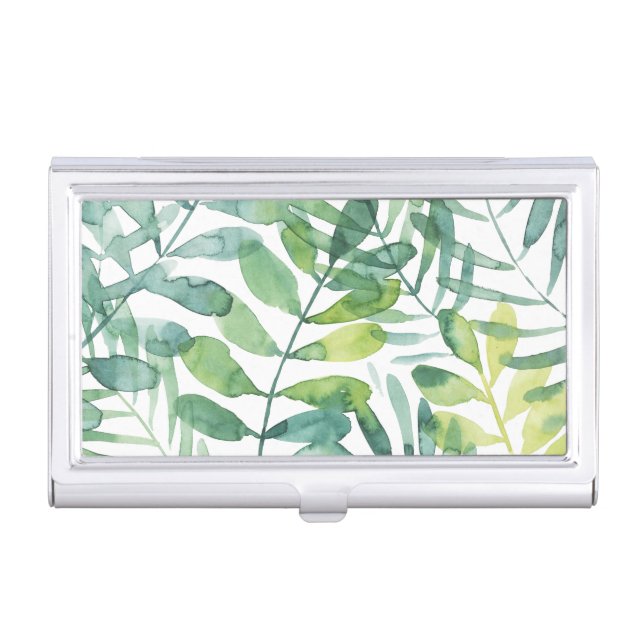 Frond Waltz - Palm Frond Leaves Business Card Case (Front)