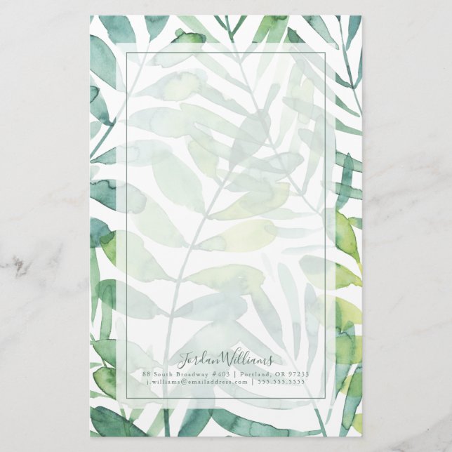 Frond Waltz - Palm Frond Leaves Stationery (Front)