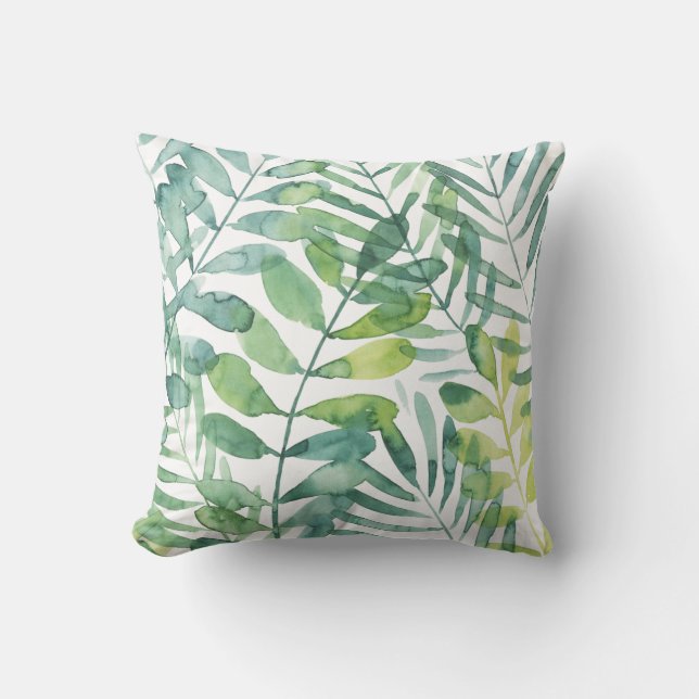 Frond Waltz - Palm Frond Leaves Throw Pillow (Front)