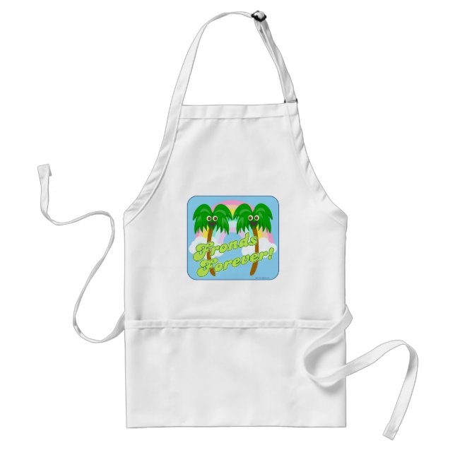 Fronds Forever Fun Bff Slogan Cartoon Adult Apron (Front)