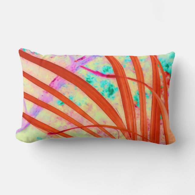 Fronds Go Red Lumbar Pillow (Front)