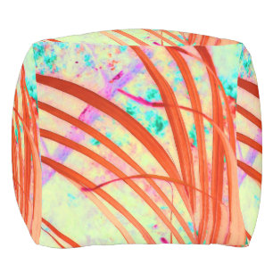 Fronds Go Red Outdoor Pouf