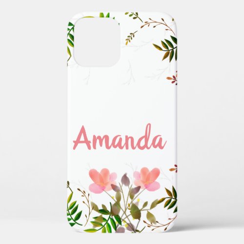 Fronds Leaves and Flowers iPhone 12 Case