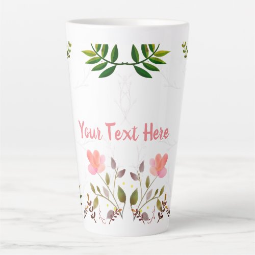 Fronds Leaves and Flowers Latte Mug