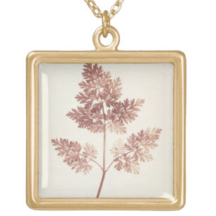 Fronds of Leaves, 1843 (b/w photo) Gold Plated Necklace