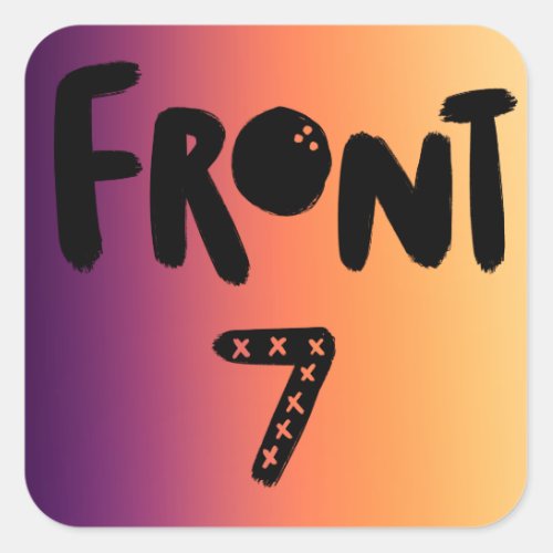 Front 7 Strikes Bowling Achievement Award Square Sticker