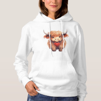 Front and Back. Cute Highland Cow. Hoodie