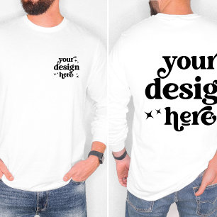 Front and Back Design Custom Logo Long Sleeved T-Shirt