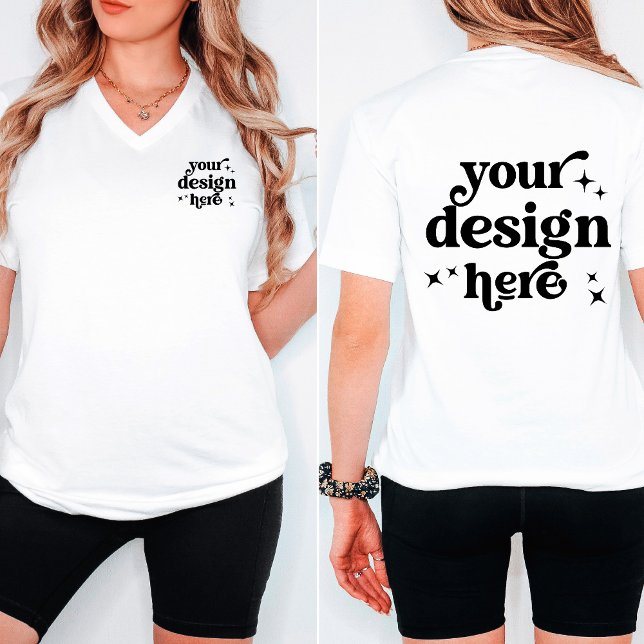 Front and Back Design Custom Logo V-Neck T-Shirt (Creator Uploaded)