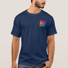 Front And Back Design Navy Blue Add Image Logo T-Shirt