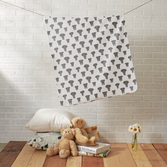 Front and Back Elephant Pattern African Animal Baby Blanket (In Situ)